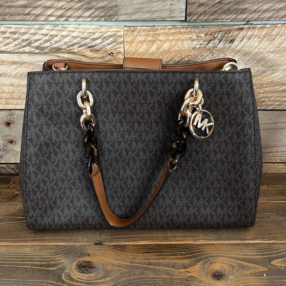 Michael Kors Handbags - Michael Kors Cynthia Medium Logo Satchel